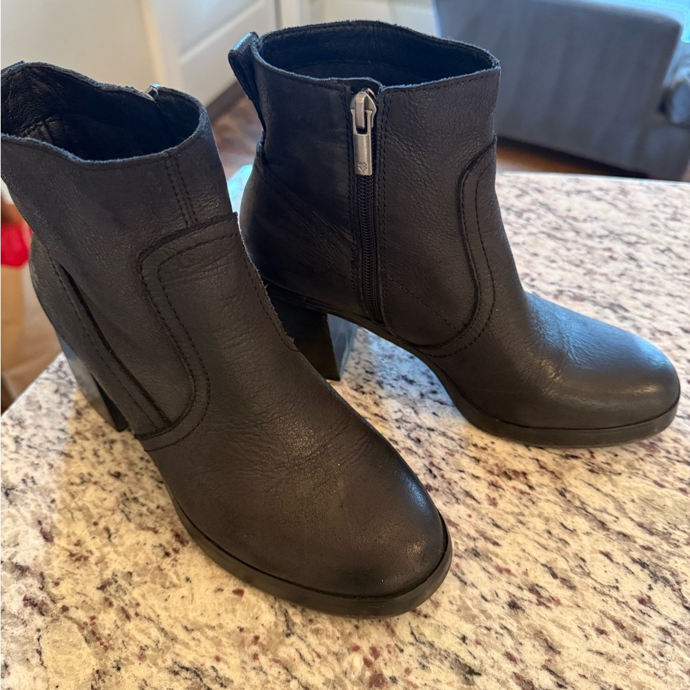 Lucky Brand Platform Leather Block Heeled Boots
